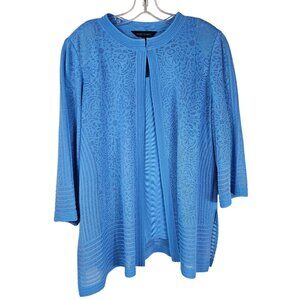 Ming Wang Sky Blue Burnout Jacket & Shell Set 2X/1X 3/4 Sleeve One Hook Luxury